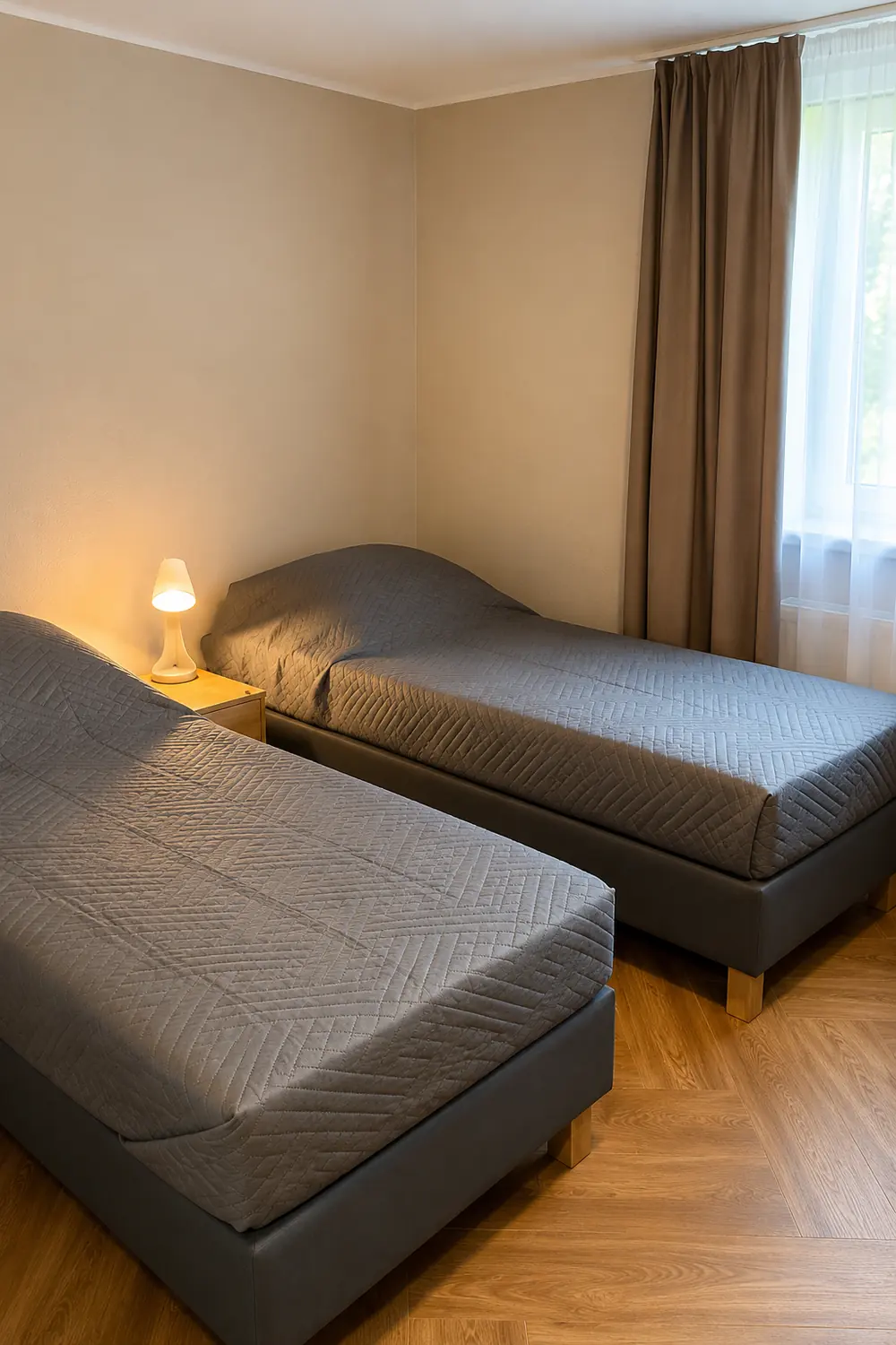 Mały pokój dwuosobowy w Hotelu Gracja z dwoma pojedynczymi łóżkami